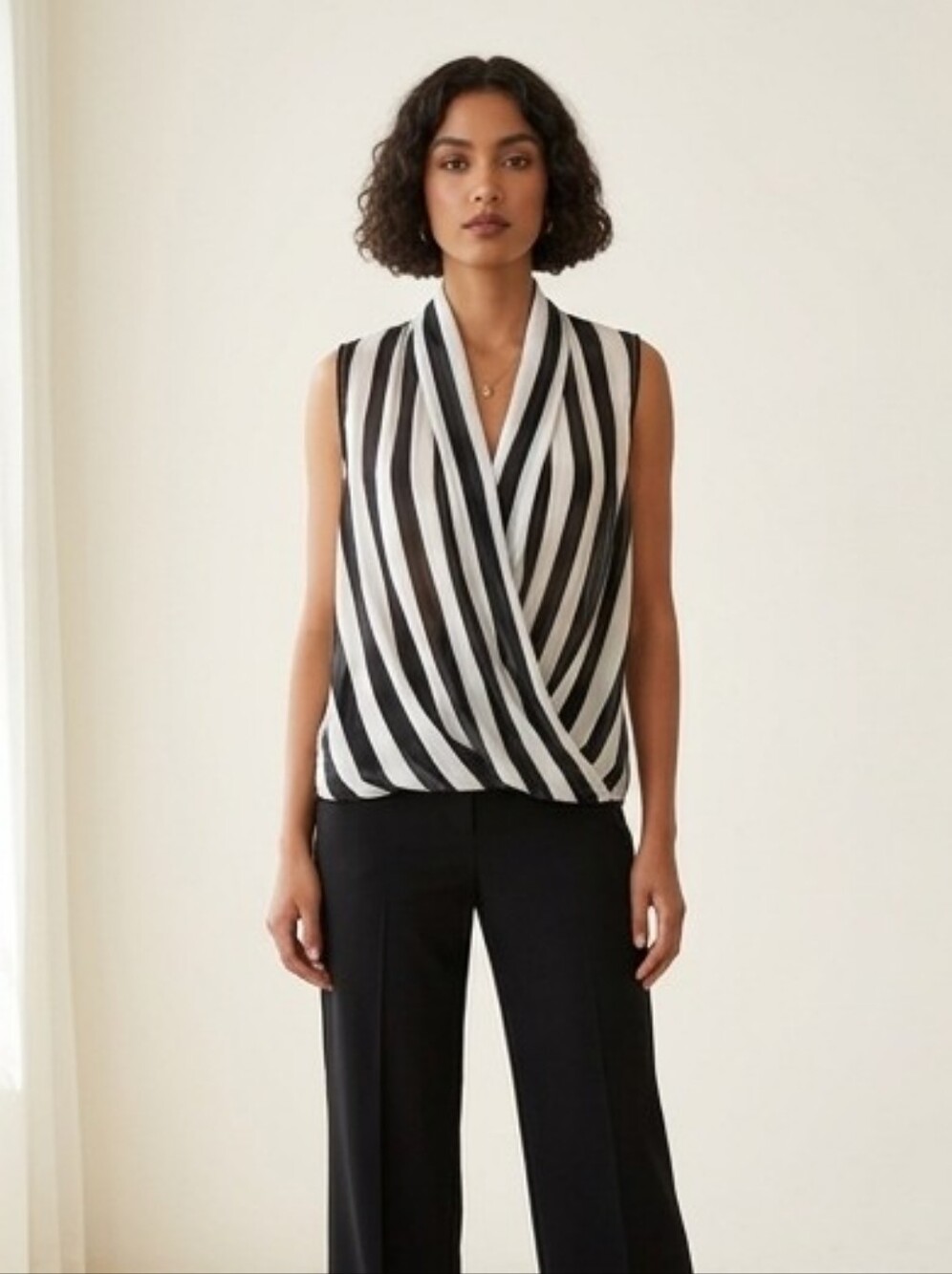 Sleeveless striped blouse